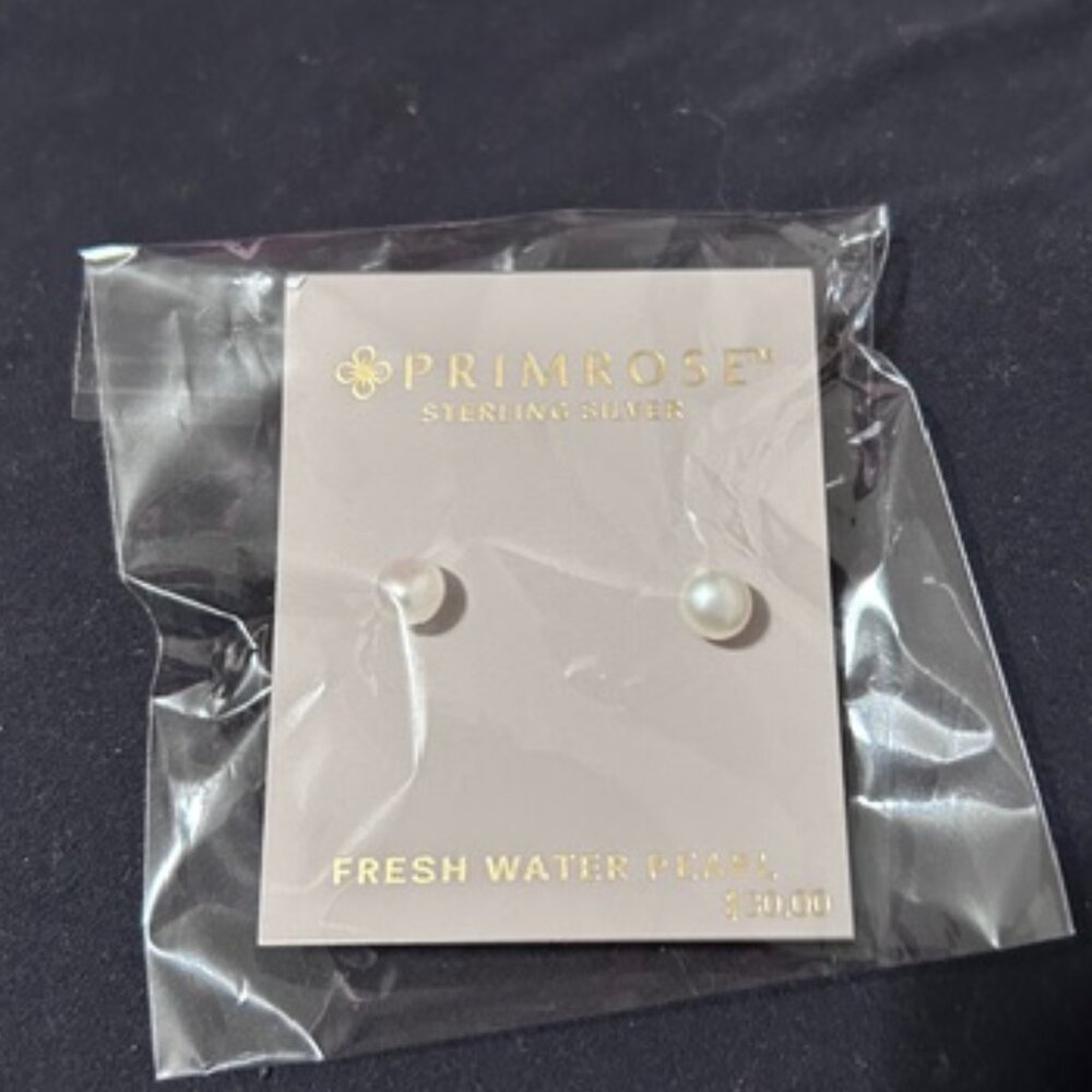PRIMROSE White Cultured Freshwater Pearl Stud Earrings - NWT